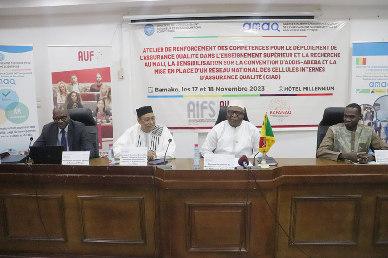Atelier AUF-RAFANAQ-AMAQ-SUP : le déploiement de l’Assurance Qualité se poursuit au Mali avec la mise d’un Réseau National des Cellules Internes d’Assurance Qualité (CIAQ)
